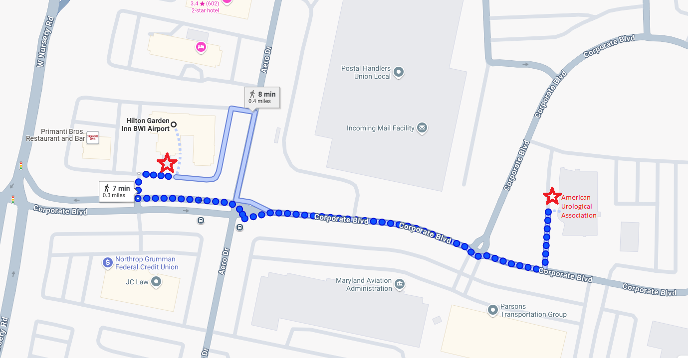 AUA-Hilton Garden Inn Map